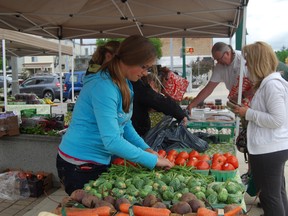 The Ingersoll farmer's market was busy place to be Saturday. The market takes place every Saturday morning from now until the fall. TARA BOWIE / SENTINEL-REVIEW / QMI AGENCY