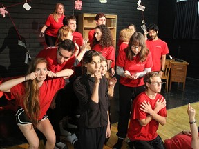 Students in the Theatre Complete program at Queen Elizabeth Collegiate and Vocational Institute, a focus program for students across the region, rehearse their latest production. (Michael Lea The Whig-Standard)