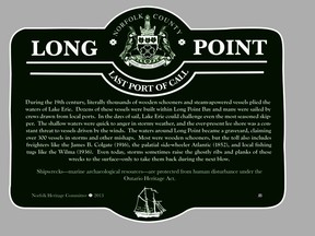 Brad Bateman graphic
A 30” by 20” plaque similar to this one honouring the memory of the Long Point ghost fleet will be unveiled in Port Rowan sometime this summer. Text for the plaque was written by Ian Bell, curator of the Harbour Museum in Port Dover.