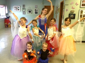 Dancers in Margaret Mamo's Southport School of Classical Ballet have been busy practicing for their upcoming performance- Quest for Ciara. The ballet, which was written by Mamo will take place Saturday at Saugeen District Secondary School. Pictured in the back row: Emily Ripley. Middle row,  from left to right: Emily Russett, Lyndsey VanSickle, Natasha Frankum and Sierra Richardson. Front row, left to right: Adesa Ripley and Rachel Berndt.