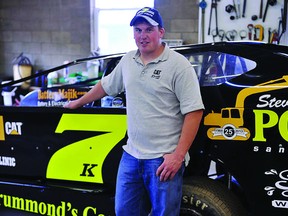 Kenny Polite is pictured with his car, which is sporting a brand-new body. The Spencerville-area native races in the Sportsman division at the BOS.           Steve Pettibone - QMI Agency