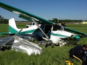 Two men were injured when a plane crashed near Lac du Bonnet on June 11, 2013. (RCMP handout photo)