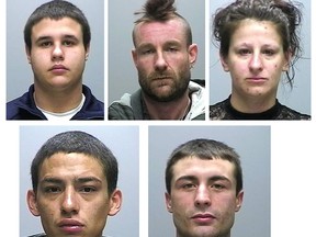 Sarnia Police have issued their latest ‘fugitive five’ release, which includes the names and descriptions of five individuals wanted on various charges. Pictured are: Michael William Andrew Belisle, Donald Kevin Chambers, Tara Lee Fraser (top row). Carey Randal Joseph Jr., Brandon William Scott McNevan (bottom row). (Submitted photos)