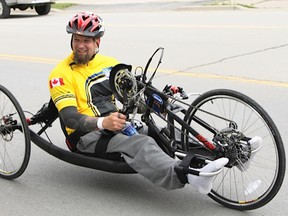 Dave Innes raised more than $13,500 as the only participant riding a three-wheel handcycle in the 200-kilometre Enbridge Ride to Conquer Cancer from Niagara Falls to Toronto on the weekend.