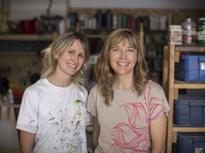 Julia Rayne Schumacher, left, and Patricia Langevin are combining painting and sculpture for a joint exhibition at the Canmore Art Guild June 28-July 9. Justin Parsons/ Canmore Leader/ QMI Agency