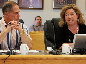 The Timmins Economic Development Corporation's (TEDC) Fred Gibbons, left, and Christy Marinig were at city hall on Monday to provide council with the TEDC's update report on the first quarter of 2013.