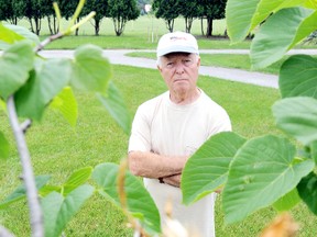 Jerry Praill, of Daleview Crescent, was horrified by the destruction of 17 trees along the Mud Creek park walkway behind his home last week. DIANA MARTIN/ THE CHATHAM DAILY NEWS/ QMI AGENCY