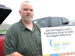 Paul Gordon is participating in this year's Relay for Life fundraiser for the Canadian Cancer Society Friday at Clearwater Park. The 47-year-old Petrolia man has walked in the event every year for six years with the team, Legacy Lappers. TYLER KULA/ THEOBSERVER/ QMI AGENCY
