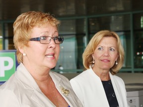 Sudbury provincial PC candidate Paula Peroni, left, is shown in this file photo during a visit to Health Sciences North with Whitby-Oshawa MPP Christine Elliott.