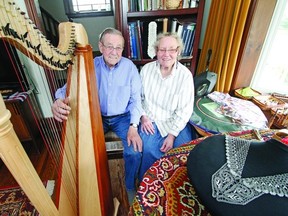 They may be in their 80s, but Henk and Tini Pel of Stratford show no signs of slowing down. She teaches fitness and adult ballet classes when she's not busy creating intricate lacework, and he has built a loom, a spinning wheel, bobbins and several harps to go along with his wife's hobbies. (MIKE BEITZ, The Beacon Herald)