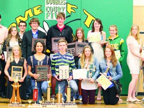 Fort high honoured some of its elite athletes at a recent awards banquet. Chris Spence and Melissa Kamba (pictured in the middle of the bottom row) took home the top awards as male and female athletes of the year, respectively. Photo by Aaron Taylor.