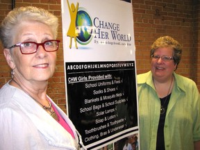 Former Chatham residents Linda Willis (left) and Carol Hamilton are co-founders of Change Her World, a Stratford-based charity that strives to ensure that girls in the African nation of Malawi receive an education. The two spoke to members of the Golden K Kiwanis Club on Thursday.