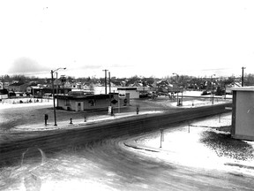 Highland Park Esso, next door to Wally’s Grocery on the south side, opened in the mid-1960s. It was the first service station south of the railway tracks. It closed in January 2000. At one time, the same 94 Avenue intersection also had a Turbo outlet as well as pumps across the street at, originally, a Speedee-Mart (later Tag’s). Subsequent development a bit further north on 100 Street at one time included Texaco and Petro-Canada stations. (South Peace Regional Archives)