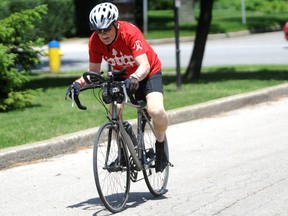 Doug McClintock will be riding 80 kilometres in this year's Pedal to the Pines bike ride Saturday. The 79-year-old is expecting about 150 riders in the event that raises funds for Lambton County Developmental Services. TYLER KULA/ THE OBSERVER/ QMI AGENCY