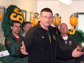 Newly-appointed University of Alberta Golden Bears head football coach Chris Morris praised the level the sport has attained in Sherwood Park as he spoke to players and parents of the Bantam Rams at their annual Jersey Night on Monday. Photo by Shane Jones/Sherwood Park News/QMI Agency