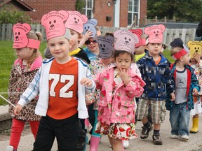 The children at Bambi’s Castle braved the rain and wind to walk for Sick Kids Hospital on Thursday morning. The daycare has taken part in the Kids Helping Kids walkathon for 14 years and has raised more than $10,000 for the cause.