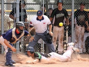 Tavistock Athletics Andrew Van Wyke slides safe into home during a game at the 2012 ISC Canada east under-21 tournament in Innerkip last July. Tavistock will host this years ISC Canada east tournament for the top fastpitch teams in Ontario competing for the top-four teams earning a berth to the ISC World Tournament in Moline, Ill. in mid-August.

Sentinel-Review File Photo