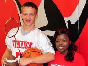 Arthur Voaden Secondary School athletes of the year are Jerrad Tuckey and Melody Runhare.  (R. MARK BUTTERWICK, St. Thomas Times-Journal)