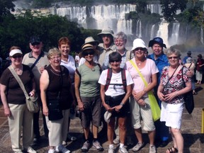 Members of the Friendship Force of North Bay are shown during a trip a few years ago to Iguazu Falls in Brazil.