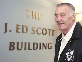 Ed Scott stands outside the Kingston CUPE building after it was renamed in his honour in 2010. Scott passed away on June 7.
Michael Lea The Whig-Standard