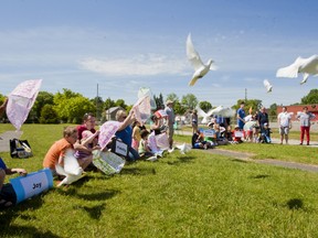 Doves released at the start of the Walk for Autism event