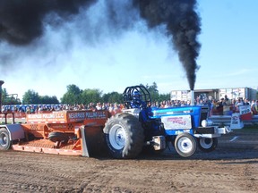 Wayne Whalls of Southwold competed in the modified farm class Friday at the Shedden Tractor Pull. It was the 40th anniversary for the event.