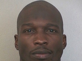 NFL player Chad Johnson is shown in this police photograph released to Reuters August 13, 2012.