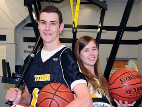 Brennan Ford and Hannah Zywczok have been honoured as athletes of the year at Central Elgin Collegiate Institute. R. MARK BUTTERWICK / St. Thoams Times-Journal / QMI AGENCY