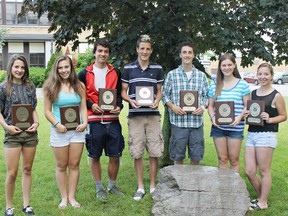 Among athletes honoured at North Park Collegiate's athletic banquet are: Sarah Minutillo (left), Sara Rawls, Jacob Lickers, Matt Minutillo, Ben Sawicki, Abbey Sayles and Hattie Osborne. (Submitted Photo)