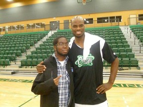 David Adomako-Ansah and Andrew Parker, seen here after an Edmonton Energy basketball game, were very close friends. Photo supplied.