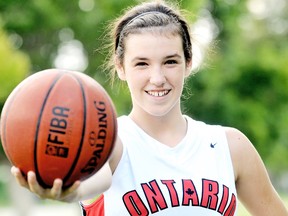Chatham's Bridget Carleton, a three-time provincial team member, is wearing the Red and White this week for Canada at the FIBA Americas under-16 championship in Cancun, Mexico. (Daily News File Photo)