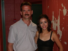 Astronaut Chris Hadfield and musician Emm Gryner pose for a photograph backstage at the Imperial Theatre in Sarnia following a concert in August, 2002. The Sarnia natives became friends after Gryner wrote a song inspired by Hadfield's walk in space. The astronaut and Gryner's new band, Trent Severn, will perform on stage together on Canada Day in Ottawa. (File photo)