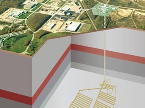 A computer concept shows Ontario Power Generation's Deep Geologic Repository for low and intermediate level radioactive waste 680 metres underground, about 1.2 km from Lake Huron at the Bruce nuclear site in the Municipality of Kincardine, Ontario, Canada. (OPG FILE PHOTO)