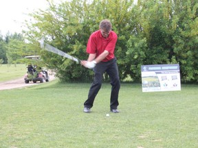 Melfort Golf and Country Club general manager Kevin Ryhorchuk teed off as one of the participants at the 2013 Golf Saskatchewan Media Day at the Melfort Golf and Country Club on Wednesday, June 12.