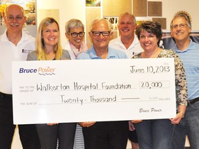 Photo submitted               
Bruce Power recently donated $20,000 to the Walkerton and District Hospital Foundation for a fluoroscopy/X-ray machine in the Diagnostic Imaging department. Accepting the donation are (back left) Tim Mancell, foundation vice chair, and directors Maureen Schuler, Paul Sinclair and Dennis Ruetz. Front left: Megan Adams, Bruce Power Communications Specialist, Bob Heisz, foundation chair, and Anne Bester, treasurer/secretary.