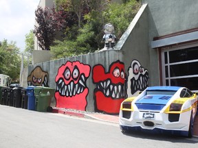 The outside of Chris Brown's graffiti-laden home. (WENN.COM file photo)