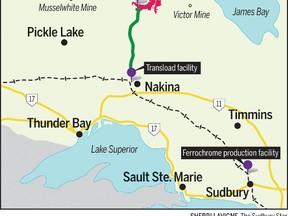 Cliffs Natural Resources’ Black Thor deposit and the proposed ferrochrome smelter. (QMI Agency)