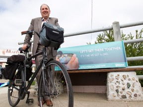 Councillor Ben Henderson poses for a photo during the media kick off of the City's "Let's Get There Together" campaign at 88 Avenue and 109 Street in Edmonton, Alta. on  Tuesday, June. 11, 2013.  As, construction is beginning on another 20 km of reserved bike lanes and shared-use lanes, the City would like to remind cyclists and motorist to be courteous. Photo by Amber Bracken/QMI Agency