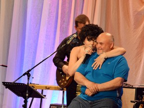 Amberley Beatty wooes Eric, an audience member who was celebrating his birthday during her Friday show’s at the Lester B. Pearson Civic Centre theatre. Beatty ended her performance with the Patsy Cline song Why Can’t He Be You.
Photo by KEVIN McSHEFFREY/THE STANDARD/QMI AGENCY