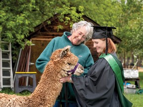 Sarah Lucas and her mother in law, Danny Lucas on Alpaca farm/ranch.