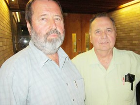 MONTE SONNENBERG Simcoe Reformer
Larry Van Severen, left, and his brother Richard were startled recently when they learned that residential building lots they own near Jericho were re-designated as hazard land in Norfolk's draft zoning bylaw. Norfolk planning staff has been asked to correct the oversight.