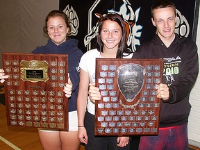 Jess Semark, Emily Babcock and Nick Holden — the Quinte Secondary School senior athletes of the year. (Paul Svoboda/The Intelligencer)