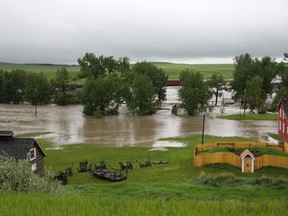 Courtesy of Friends of the Bar U - flooding at the Bar U Ranch National Historic Site on June 20, 2013