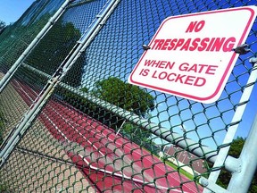The tennis courts off Water St. won't be seeing use this summer. (SCOTT WISHART, The Beacon Herald)