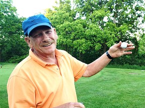 Glen MacDonald shows off the ball that stayed with him through most of the Longest Day of Golf on Wednesday at Pleasant Valley Golf and Country Club. (Contributed)