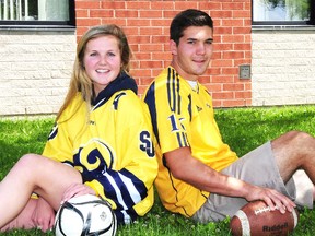 Sarah Wheeler and Zach Moniz were selected as athletes of the year for 2012-13 at St. Joseph's High School. R. MARK BUTTERWICK / St. Thomas Times-Journal / QMI AGENCY