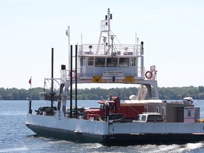 The Quinte Loyalist Ferry, which usually serves the Adolphustown-Glenora crossing, leaves the dock on the mainland to head to Amherst Island. That crossing's regular ferry, the Frontenac II is out of commission until mid-July due to extensive repairs.
Ian MacAlpine The Whig-Standard