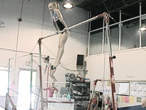 Aerials members practise in their current crowded facility. It may be a couple years still before they can move, but there is a light at the end of the tunnel now for the gymnastics team. - Gord Montgomery, Reporter/Examiner