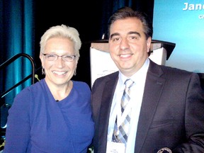 Ivan Nicoletti, care coordinator for the Erie St. Clair Community Care Access Centre (CCAC), right, has been recognized for his outstanding efforts as a leader in community care. Nicoletti, pictured with Betty Kuchta, CCAC CEO at Erie St. Clair, was presented with the provincial Leadership Award At the annual Ontario Association of Community Care Access Centre’s Awards for Excellence, held June 20 in Toronto. (KIRK DICKINSON/FOR CHATHAM DAILY NEWS/ QMI AGENCY)