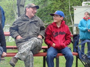 Peter Picard and his son Luc Picard, camped at Flood's Landing for the weekend to participate in the Father's Day Fishing Derby together. (Photo supplied)